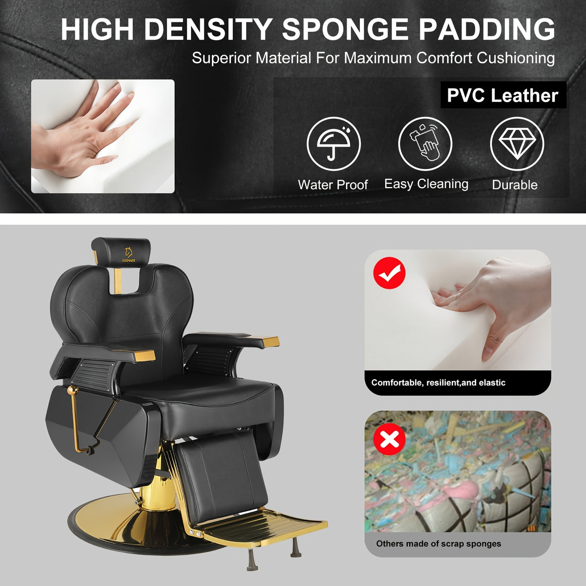 [Hydraulic Recline Chair] Salon Chair Barber Chair Hydraulic Recline Barber Chairs Hair Chair for Barbershop Hair Salon Equipment Styling Chair with Heavy Duty Hydraulic Pump