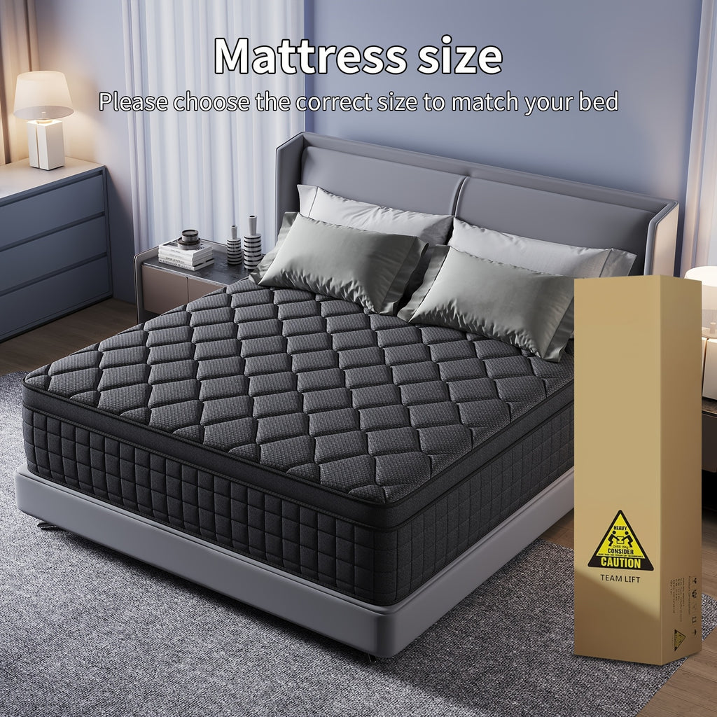 10in/12in/14in Twin, Full, Queen, King, Mattress Memony Foam And Spring, Hybrid Mattress, Medium Firmness, Lumbar Support, For Home RoomsHotels, Boxed 8in/10in/12in/14in