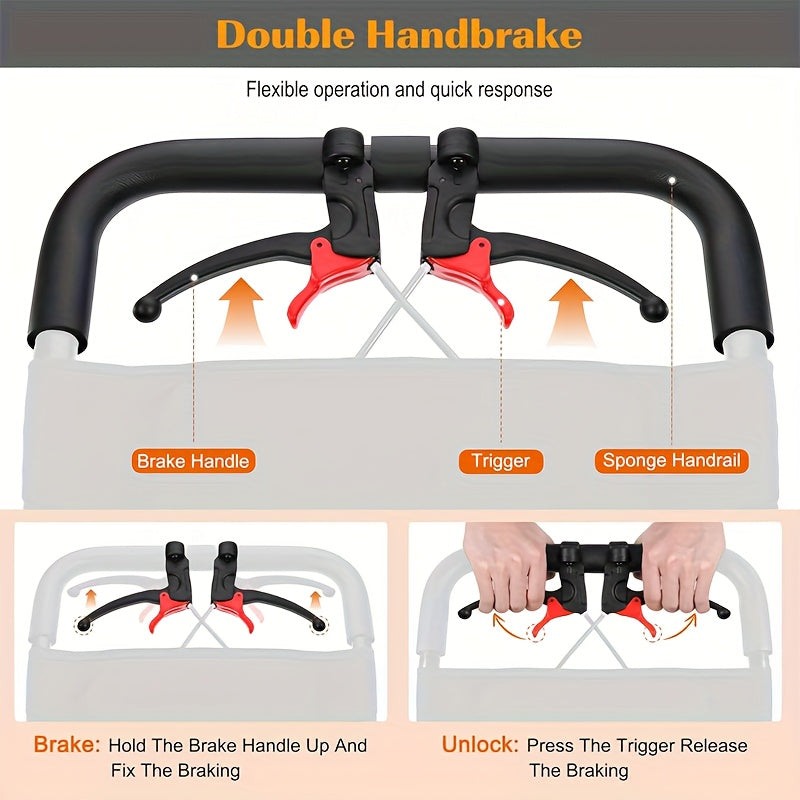 Foldable Hand-Operated Wheelchair, Lightweight Foldable Transportation Large-Sized Wheelchair, Lightweight Foldable Adult Wheelchair, Portable Adult Baby Stroller, Suitable for People, Older Adults, And Adult Travel Use