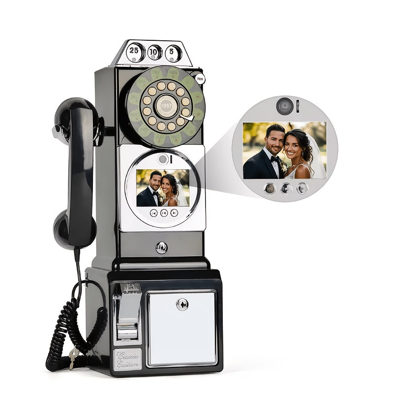 FiayaCom Video Guestbook Retro Phone, Audio Wedding Phone, with A Messaging Feature, Record Preserve Your Special Occasions, for Wedding, Bridal Shower, Baby Shower, Birthday, Graduations, Anniversary