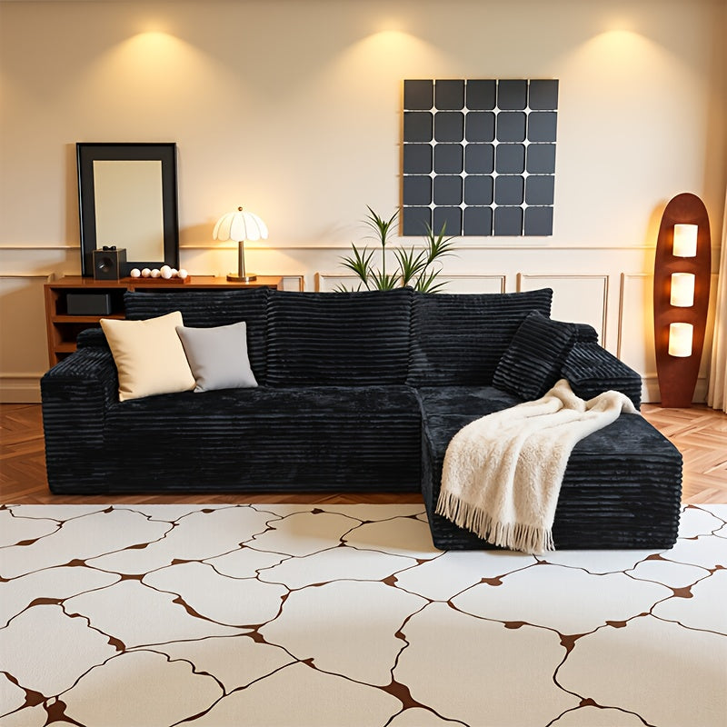 103-inch L-shaped Sofa, a Multifunctional Transforming Compression Sofa Bed with Chaise Lounge, Comes with 2 Throw Pillows, Built-in High-density Supportive Sponge, a No-assembly-required Sofa Chair Suitable for Bedrooms and Living Rooms