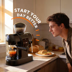 Italian Espresso Machine with 19-Bar Pressure and Conical Burr Grinder for Cappuccinos and Lattes