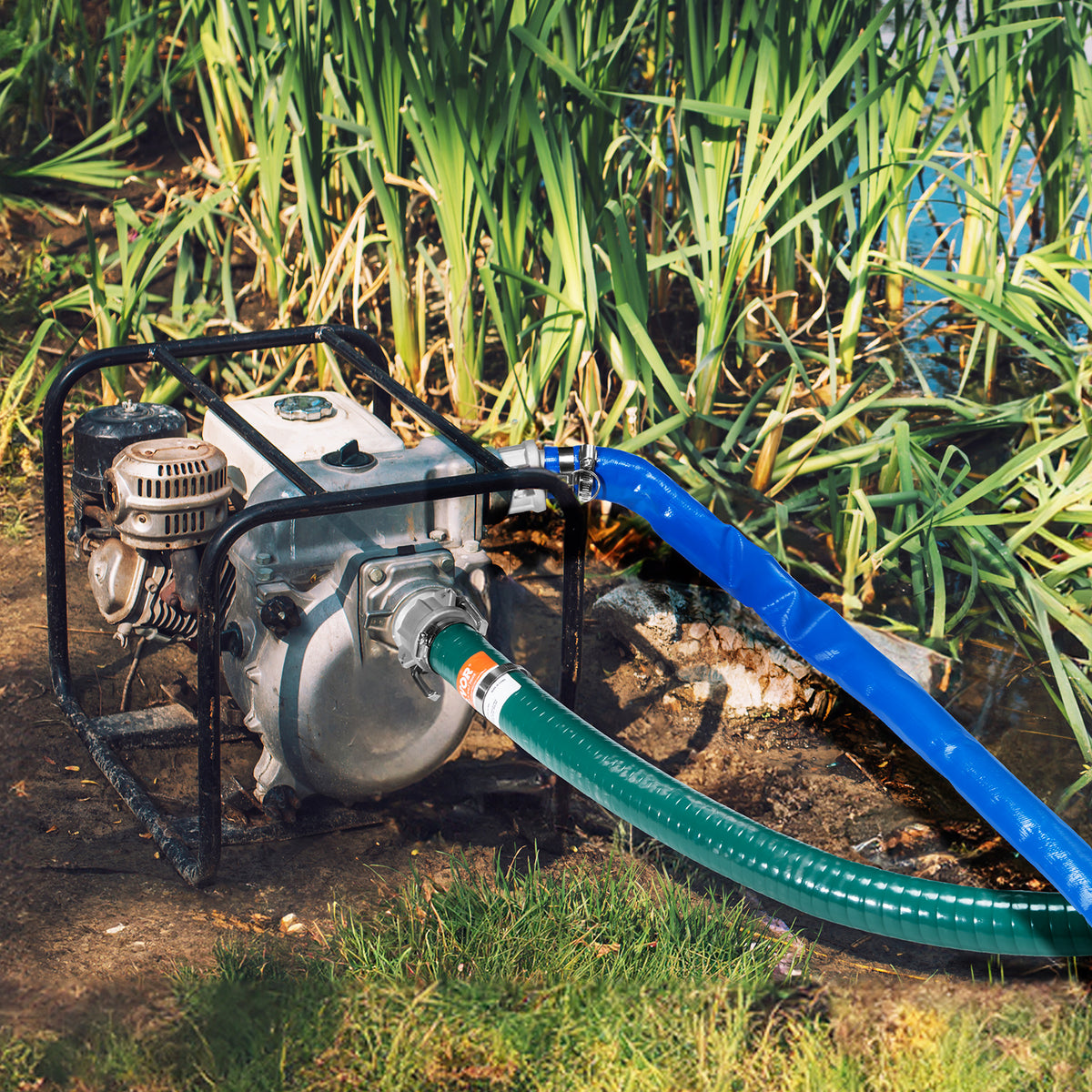 VEVOR Suction Hose Kit for Water Pump 2 in x 20 ft Green/ 50/65 ft Blue Hoses