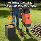 Maxlander 15-Amp Heavy-Duty Electric Wood Chipper, 11.89gal Corded Leaf Shredder, 1.75Inch Cutting Capacity, Corded Chipper With Collection Bag, Wood Chippers, Shredders, & Mulchers, Yard Waste Mulcher For Branches And Twigs
