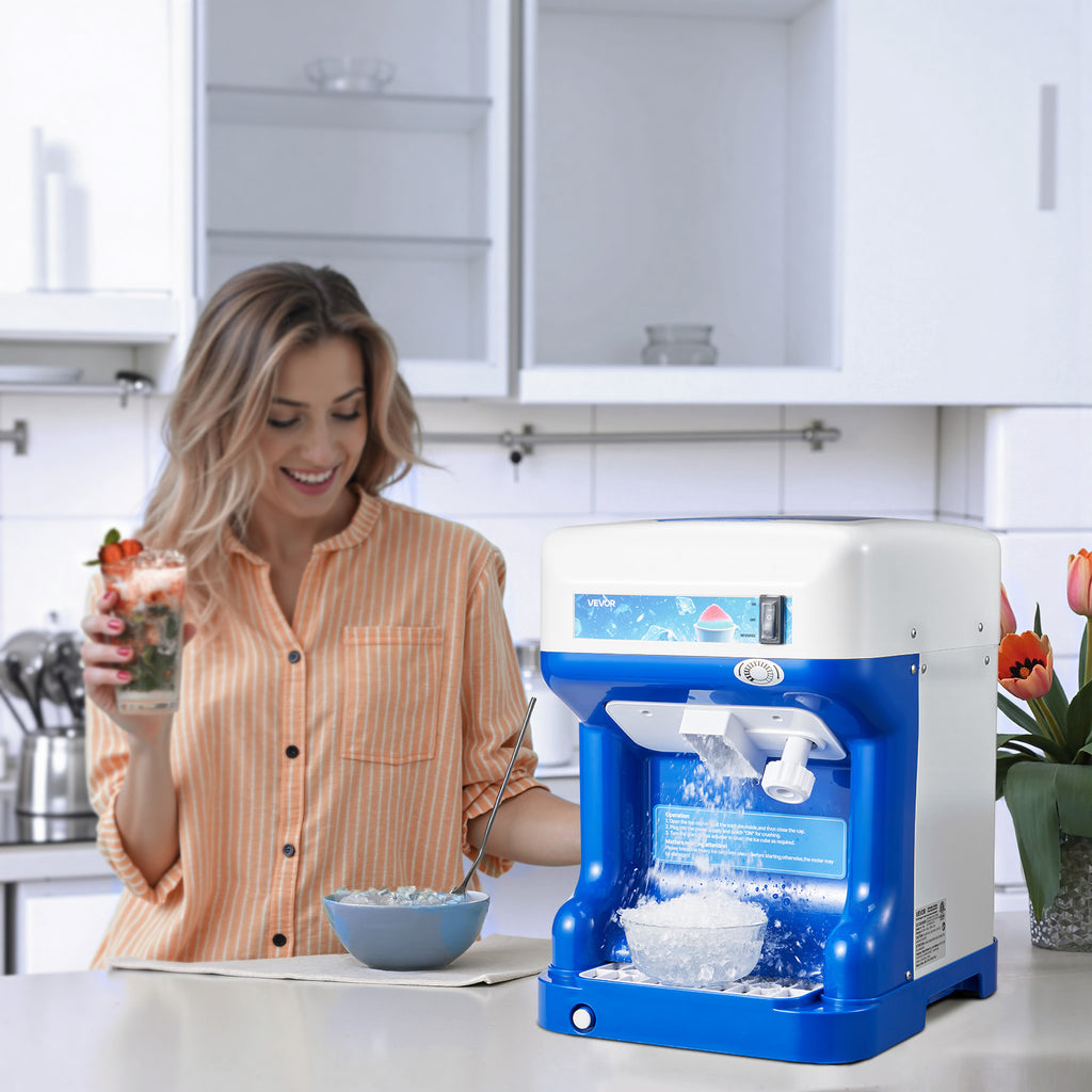 VEVOR Commercial Ice Shaver 286LBS/H Electric Snow Cone Maker Ice Crusher Blue