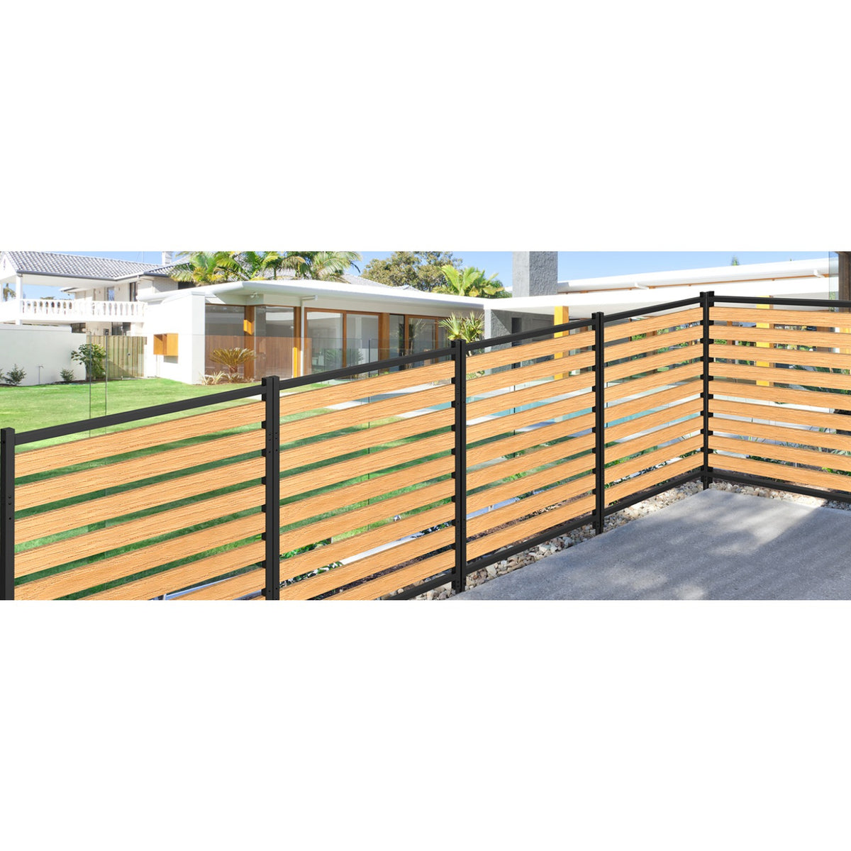 Metal Air Conditioner Fence 2 Panels - 40.27' W x 54.6' H Outdoor Privacy Screen, No Dig Wooden Privacy Screen for AC Unit, Trash Can, Pool Equipment, Yard Garden