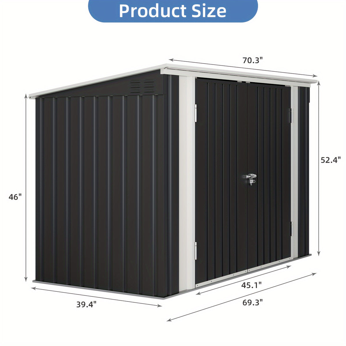 GUNJI 8 X 12ft Outdoor Metal Storage Shed, Garden Shed with 2 Shelves, Tool Sheds for Backyard Garden Patio Lawn
