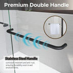 56-60" W X 72" H Double Sliding Shower Door - 1/4" (6Mm) ANSI/SGCC Tempered Glass | Matte Black/Brushed Nickel Aluminum Frame And Stainless Steel Handles