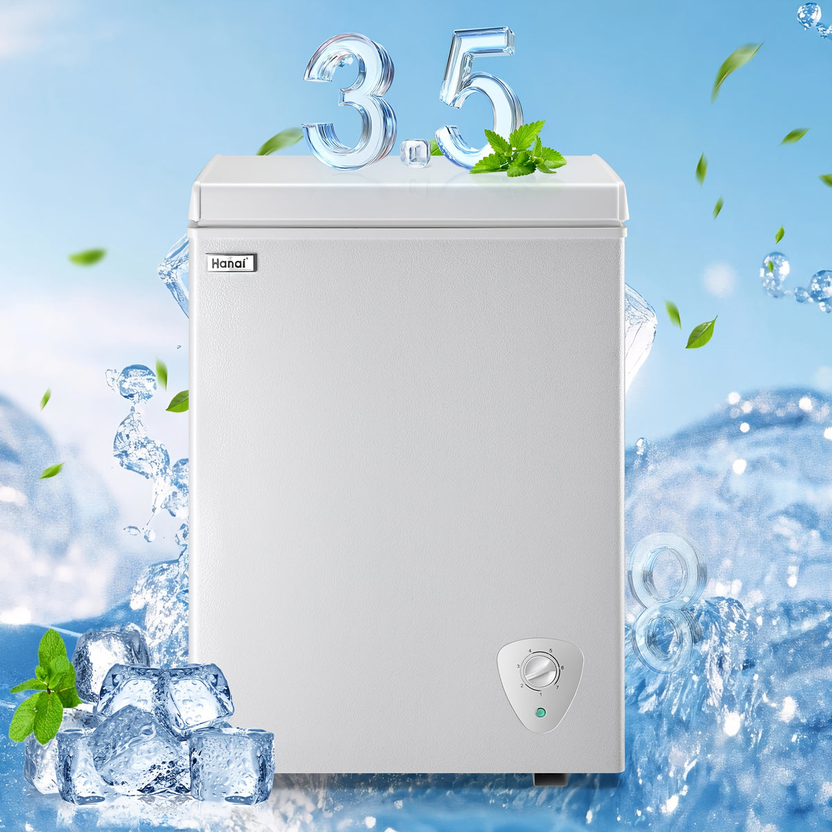Chest Freezer 3.5/5.0 Cu. Ft. With Removable Storage Basket and 7 Temperature Controls for Apartment Home Storage