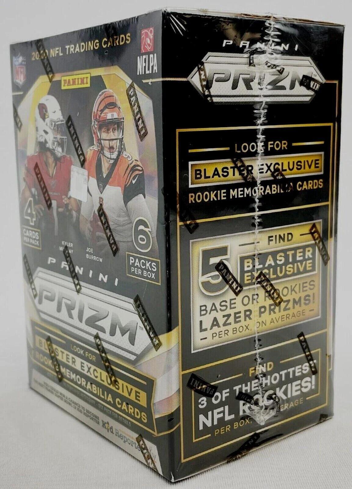 2020 Panini Prizm NFL Blaster Box – 5 Lazer Prizms, 1 Mem Card & Top Rookies Including Burrow, Herbert, Hurts, Love