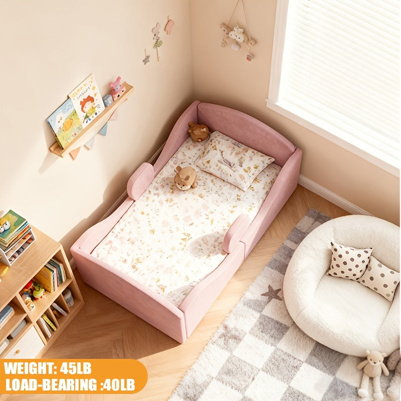 Toddler Floor Bed with Removable Safety Rails, Suitable for Both Boys And Girls, Standard Crib Size, Safety-Padded Toddler Bed, Low Profile Design