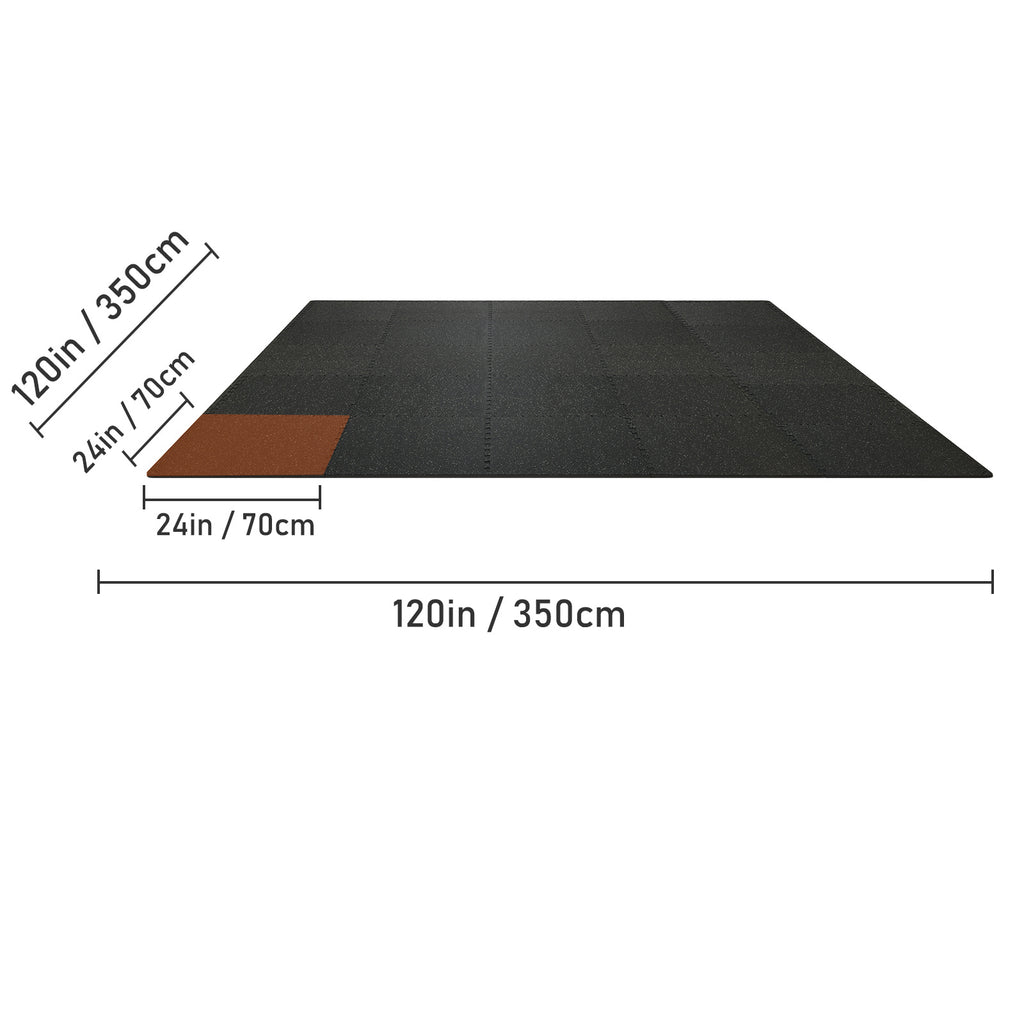 VEVOR 25 PCS 1/2 inch Thick Gym Floor Mats, 24" x 24" EVA Foam & Rubber Top Interlocking Workout Floor Mats with 100 sq.ft Coverage, Exercise Puzzle Flooring for Gym, Home, Garage, Basement