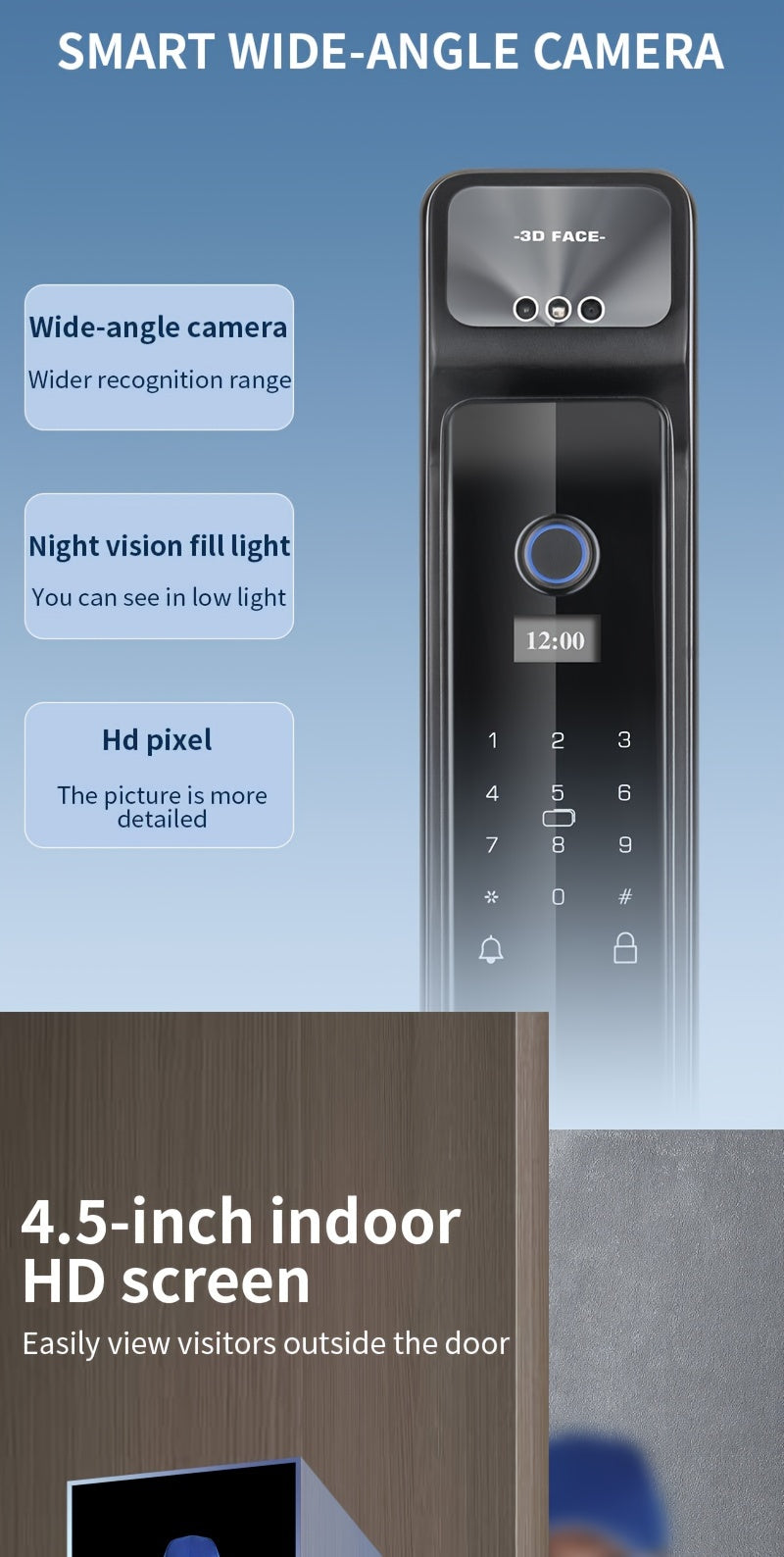 Puxin DF65 Smart Lock with 3D Face Recognition And Automatic Fingerprint Access for Home Use