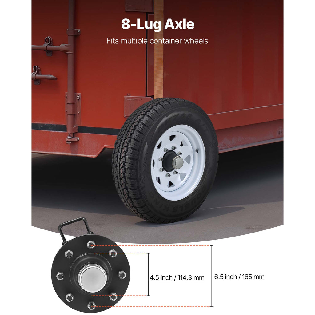 VEVOR Shipping Container Wheels 6-Lug / 8-Lug Wheels Kit, Heavy Duty Shipping Container Axle with Ratchet Tie Down-Moves 20 ft - 40 ft, Secure Transport for Dock, Warehouse, Construction Site, Black