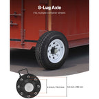 VEVOR Shipping Container Wheels 6-Lug / 8-Lug Wheels Kit, Heavy Duty Shipping Container Axle with Ratchet Tie Down-Moves 20 ft - 40 ft, Secure Transport for Dock, Warehouse, Construction Site, Black