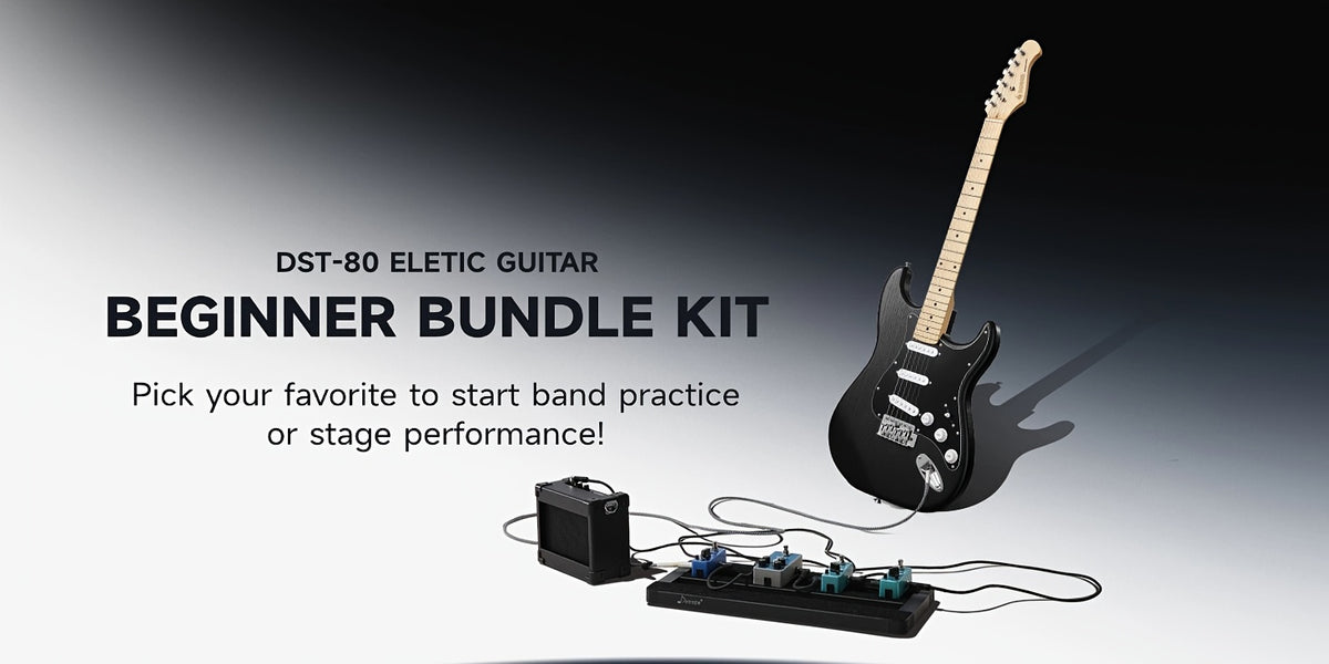 Full Size 39 Inch Electric Guitar Kit Solid Body, for Beginner, with Amplifier, Bag, Capo, Strap, String, Tuner, Picks DST-80