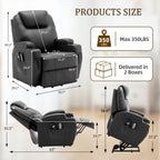 Living Room Massage Chair, Recliner With Heating Function, Adult Electric Lift Chair, Storage Side Pockets And Cup Holders, Medium-sized Leisure Chair, Comfortable PU Leather Material, Orange And Blue Are Technical Fabric