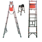 6.5-foot 7-Step Telescoping Ladder - Anti-Shake and Anti-Slip Portable Folding Ladder - Walkable A-Frame Household and Outdoor Work Multi-Purpose Ladder, 330 Pounds per Step