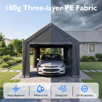 12X20 FT Heavy Duty Carport Canopy with Enhanced Base & Side-Opening Door, Portable Garage for Cars, Trucks, And Boats, Black