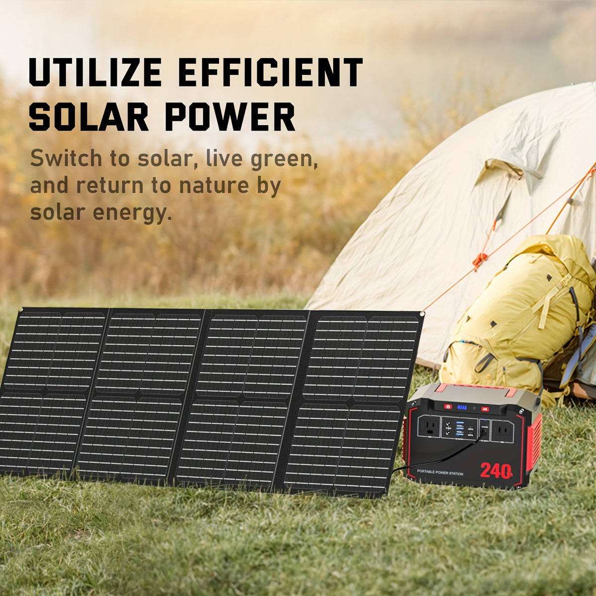 Portable Power Station 237Wh, Solar Panel Options and Multi-Output Charging for Camping and RV Travel