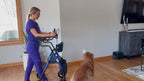 Maidesite Upright Walker, Stand Up Rollator Walker with Padded Seat and Backrest, Foldable Walker with Seat, Compact Folding, Fully Adjustment Frame, 8" Big Wheels for All Terrain, Ergonomic Seat and Backrest, Walkers for Seniors, Red