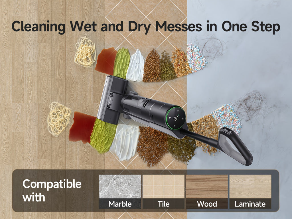 Refurbished DREAME H12 PRO Wet Dry Vacuum Cleaner, Cordless Vacuum Mop All In One, Smart Floor Cleaner for Hard Floor, One-Step Edge to Edge Cleaning with Hot Air Drying
