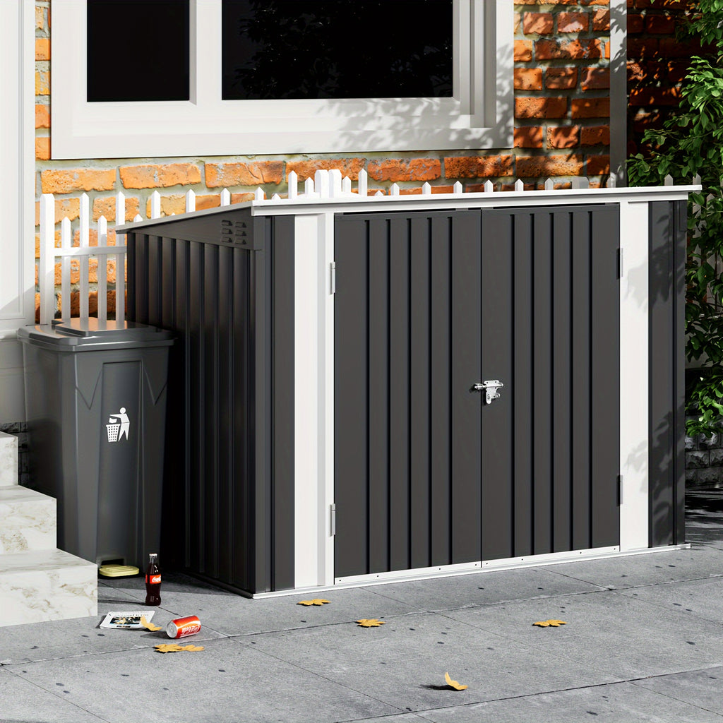 GUNJI 6X3.5 FT And 8X10 FT And 8X12 FT Outdoor Storage Shed, Large Metal Garden Shed with Lockable Waterproof Door, Garbage Cans, Pool Supplies, Tool Sheds for Backyard Garden Patio Lawn