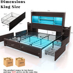 Wooden Platform Bed Frame with 4 Storage Drawers and Farmhouse Styling for Organized Bedrooms