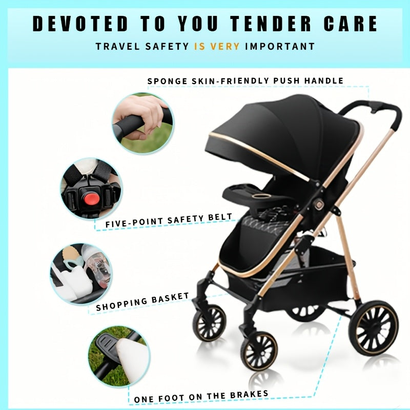 A Versatile Baby Stroller with Large Wheels That Allows The Child to Sit, Recline, And Change Direction