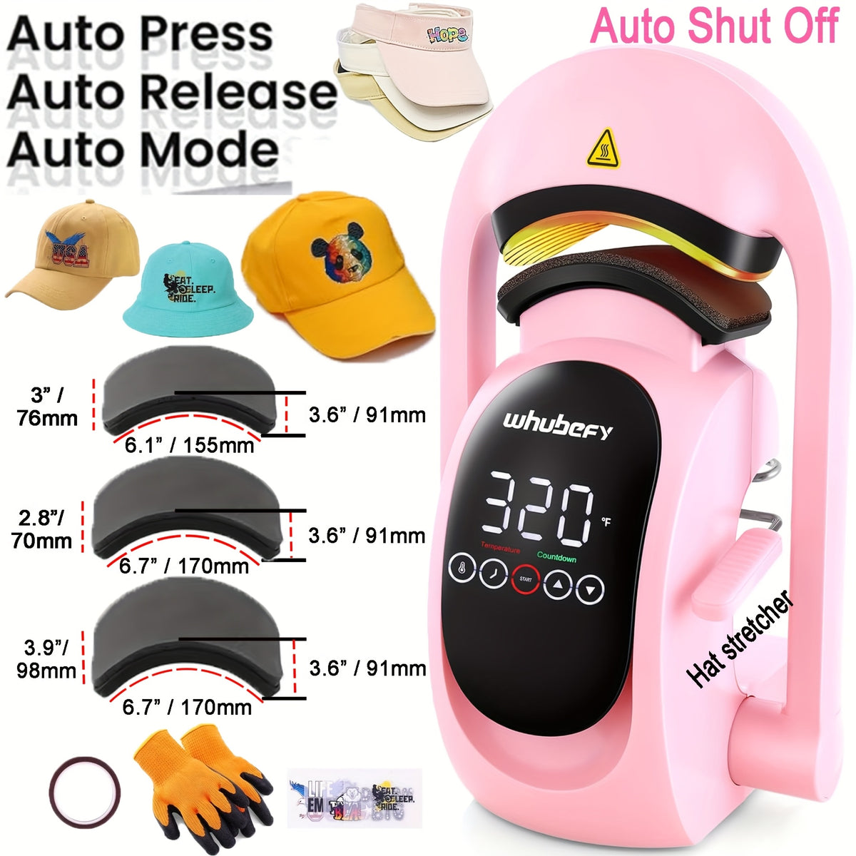 15"x15"/12"x15" - 8-in-1/5-in-1 Heat Press Machine Combo, Rotatable Design, Multi-Size Transfer Sublimation Combo, Suitable for T-shirts, Bags, Pillows, Hats, Beanies, Rollers - The 3-in-1 Automatic Hat Heat Press Can Only Press Hats
