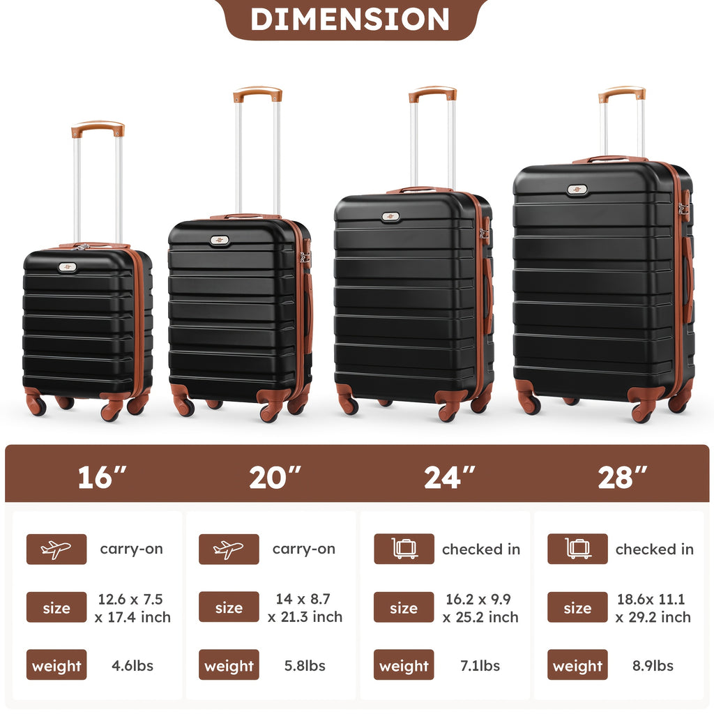 Suitcase Travel Set in 7 Pieces for Carry-On and Checked Trips Across 13 16 20 24 and 28 Inch Sizes