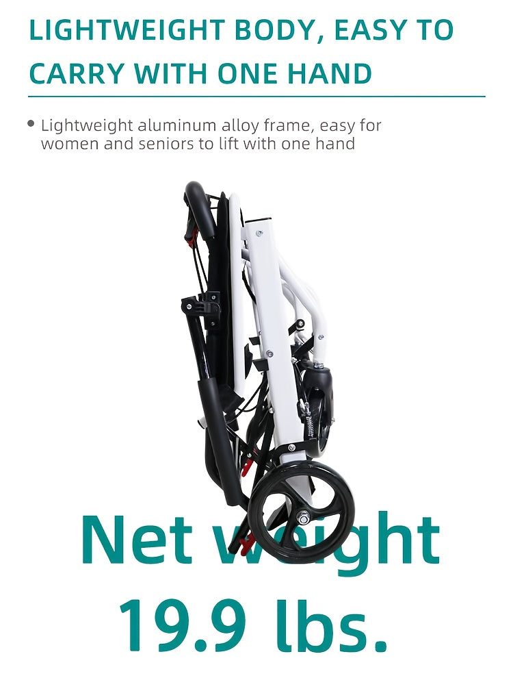 Foldable Hand-Operated Wheelchair, Lightweight Foldable Transportation Large-Sized Wheelchair, Lightweight Foldable Adult Wheelchair, Portable Adult Baby Stroller, Suitable for People, Older Adults, And Adult Travel Use
