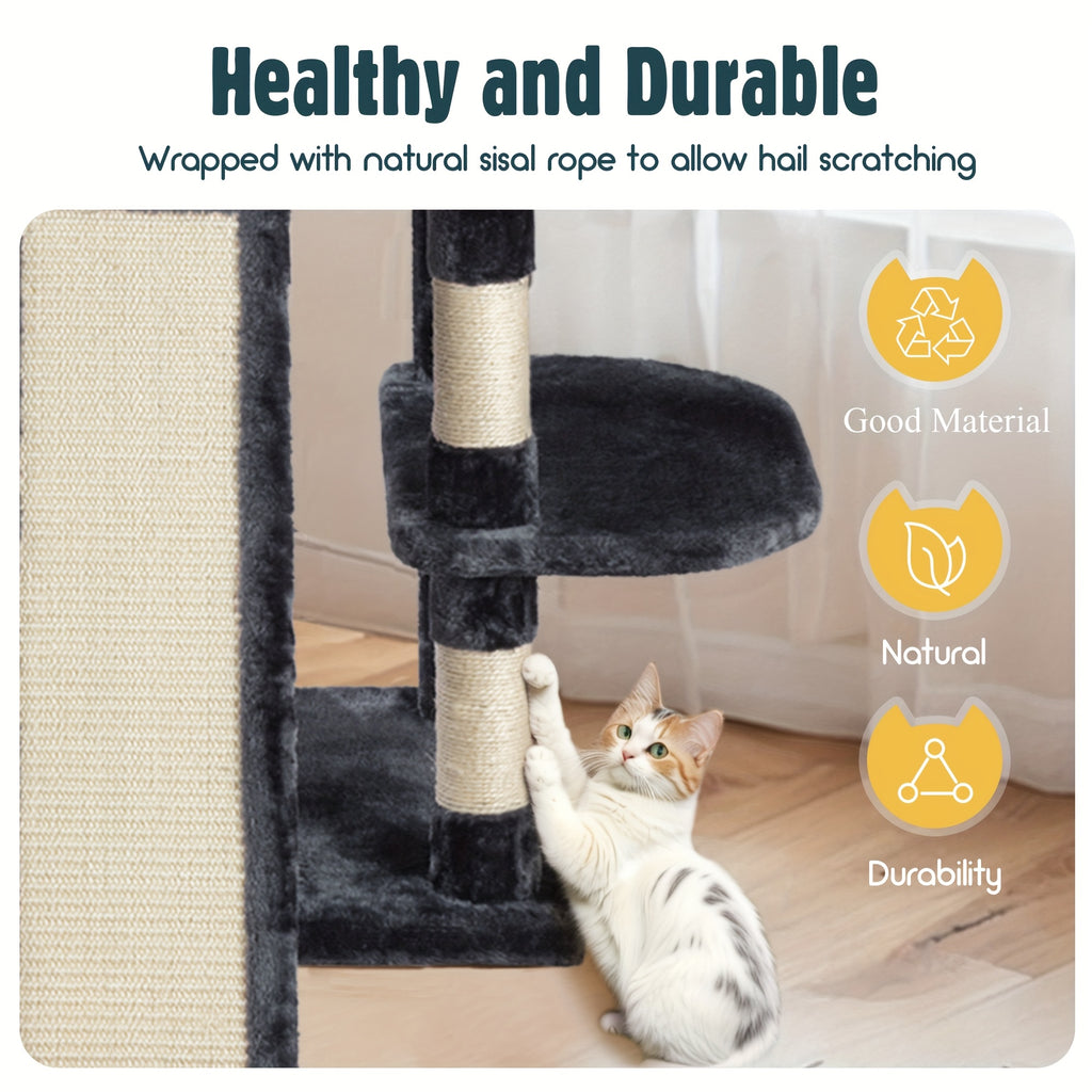 HOOMIC 68-Inch Multi-Level Cat Tree Tower for Large Cats/Cat Condo/Cozy Plush Cat Perches/Sisal Scratching Posts/Baskets/Wide Base Board/Cat Activity Center/Dark Grey/Grey/Beige/Pink/Leopard Print