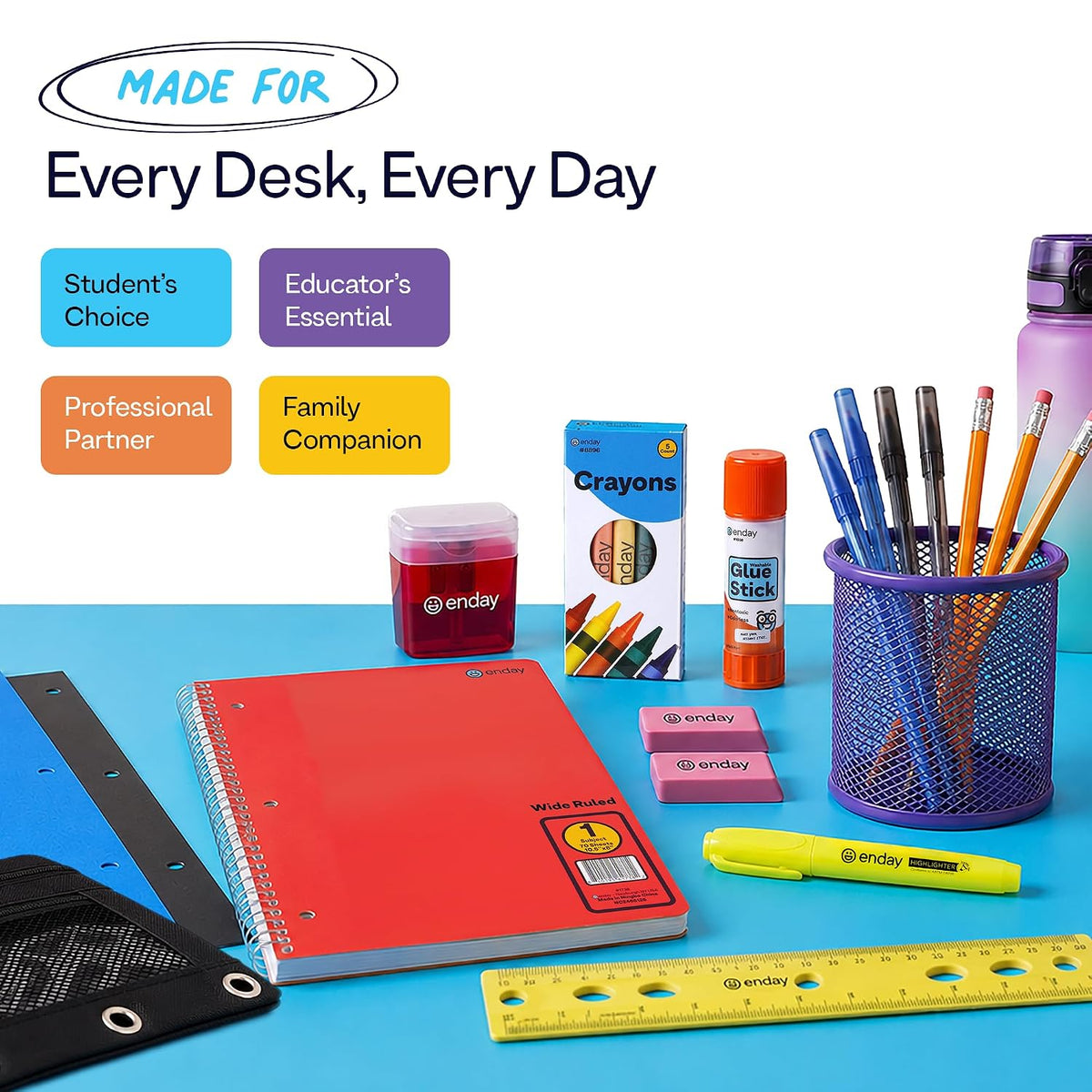 24 Pack School Supply Kits for Kids, 22-Piece Back to School Supplies with Notebook, 2 Folders, Pencil Pouch, 4 Pens, 3 Pencils, 5 Crayons, Glue Stick, Highlighter, Ruler, 2 Erasers & Sharpener & More!