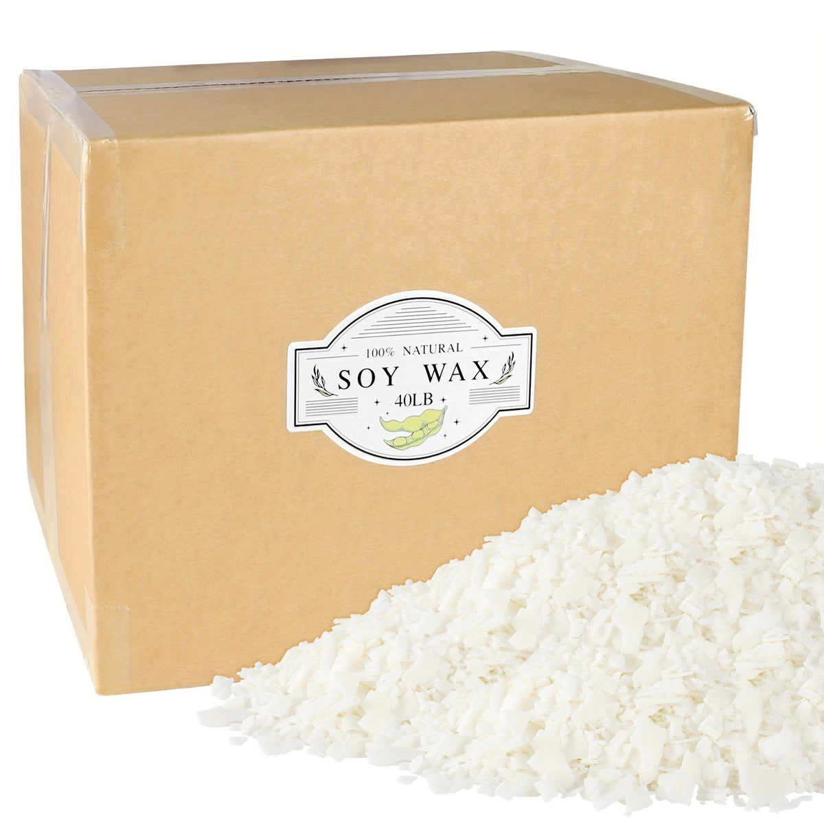 40LB Flake Soy Wax for Projects, a Natural Raw Material That Offers a Gentle And Non-Irritating Scent. Ideal for Crafting Candles, Cup Wax, And Scented Candles. Suitable for Adults, Beginners, And Teenagers, And Can Be Melted in The Microwave