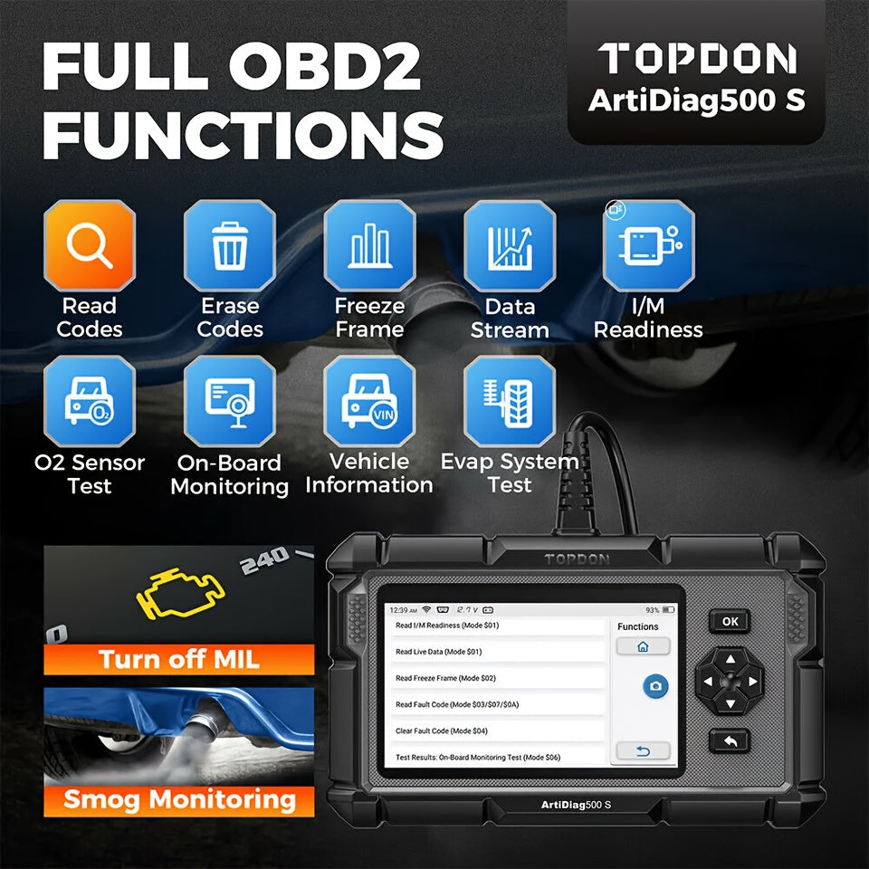 OBD2 Scanner AD500S Car Diagnostic Scan Engine 4 System ABS SRS Transmission Code Reader 5 Reset Services Car Diagnostic