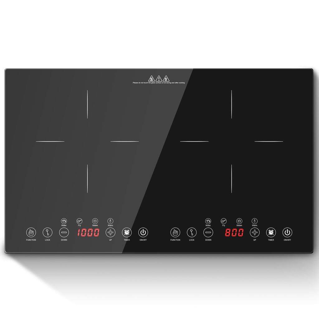 Portable Induction Cooktop 2 Burners, 1800W Double Induction Cooker with 8 Power Settings, 4 Pre-Set Modes, Ultra Thin Design, Sensor Touch Control, Child Safety Lock & Timer, Kitchen Electric Cooktop