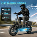 [Long Range Scooter] Commuter Electric Scooter With Seat, 54.6V 16.5Ah Electric Scooter With Detachable Box, Shopping Cart And Grocery Cart And Multi-Purpose Cargo Scooter, Large Capacity Battery For 25-35 Miles Long Range, New Smart Throttle With 3 Speed