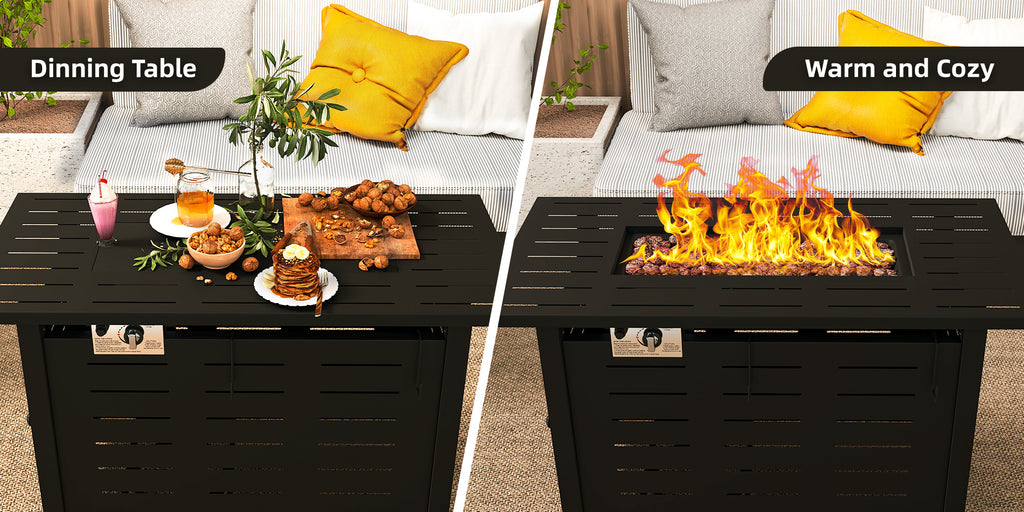 Propane Fire Pit Table for Dining and Outdoor Heat in 28 40 or 44 Inch Sizes – 50000 BTU Output