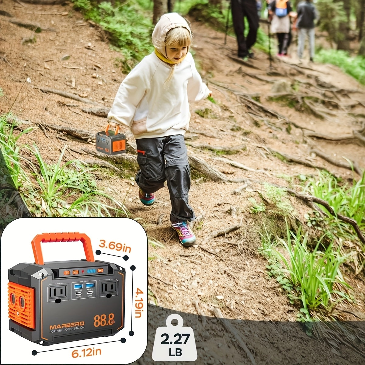 Portable Power Station 237Wh With 60W Solar Panel/88Wh &30W SL/111Wh &30W SL, Or 88.8Wh/237Wh.with 2*AC/USB-C PD/USB QC3.0/DC Output, LED Emergency Power Light For Outdoor Camping, RV Traveling, Emergencies For Gift