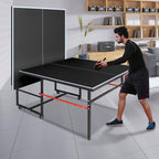 8ft Folding Rolling Table Tennis Table Regulation Ping Pong Table with 2 Paddles 3 Balls 1 Net And Post Set Fold-Up Design 4 Wheels for Easy Movement, BLACK