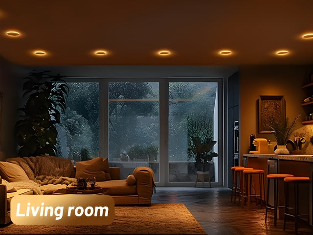 12/6 Pack 4/6 Inch 5CCT LED Recessed Ceiling Light with Night Light, 2700K/3000K/3500K/4000K/5000K Selectable Ultra-Thin Lighting, 12W=110W, 1100LM, Dimmable Canless Wafer Downlight