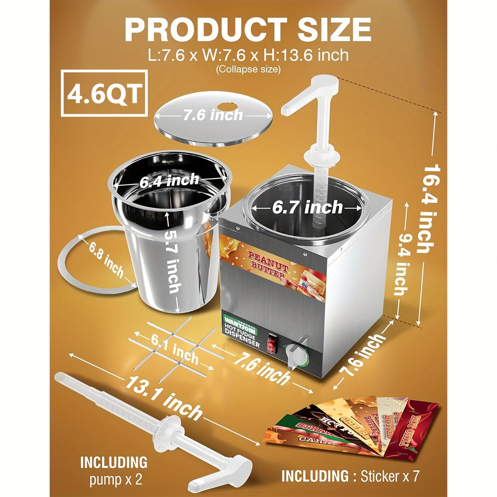 Premium Nacho Cheese Dispenser - Commercial-Grade Stainless Steel Pump Dispenser with Adjustable Temperature Control