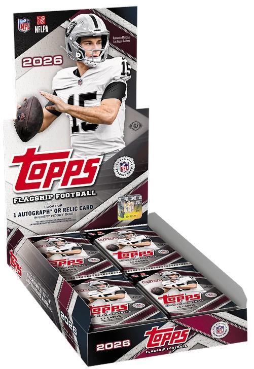 2026 Topps Football NFL Flagship Hobby Box – 240 Cards – 1 Autograph or Relic Card – Factory Sealed