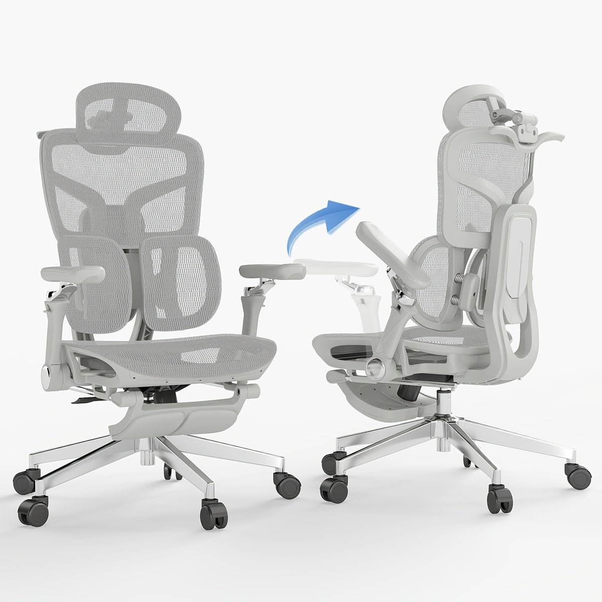 MOJAY Ergonomic Office Chair with Footrest, Big And Tall Desk Chair with Lumbar Support, High Back Home Desk Chair for Long Desk Work, Swivel Rolling Computer Seating with 6D Armrest for Home Office