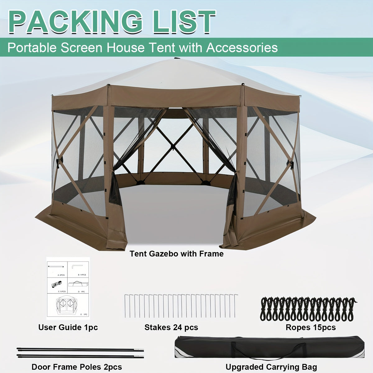 12×12/15×15ft Pop Up Party Tent, Foldable Canopy, Gazebo Outdoor, With Mosquito Netting Sidewalls, With Portable Bag, Stakes And Rope, Easy To Set Up, Suitable For Outdoors, Lawn, Terrace, Barbecue, Party, Courtyard, Garden, Beach