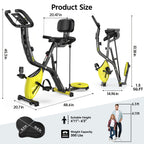 HASIMAN Foldable Indoor Exercise Bike for Home Gym Workout with Twister Disk And Arm Resistance Bands, Adjustable Resistance Fullybody Fitness Exercise Cycling