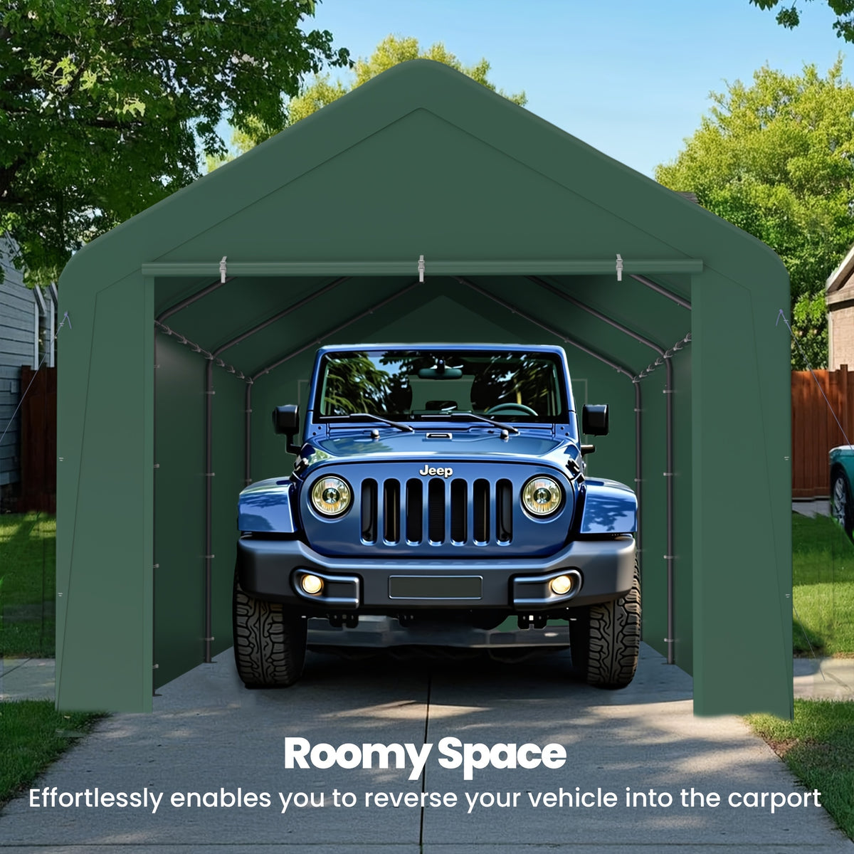 10x20 Carport Heavy Duty Portable Garage Shelter Metal Car Canopy Tent with UV-Resistant & Weatherproof Top Cover for RV & Vehicles