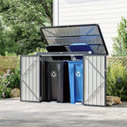 Nordivale Outdoor Trash Can Storage Shed - 2.6x5 Ft Metal Lockable Garbage Bin Enclosure With Chain Lid, Waterproof Small Shed For Trash Cans, Lawn Mower & Garden Tools - Perfect For Garden, Backyard, & Patio Use