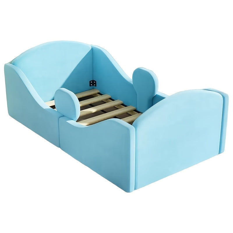 Toddler Floor Bed with Removable Safety Rails, Suitable for Both Boys And Girls, Standard Crib Size, Safety-Padded Toddler Bed, Low Profile Design